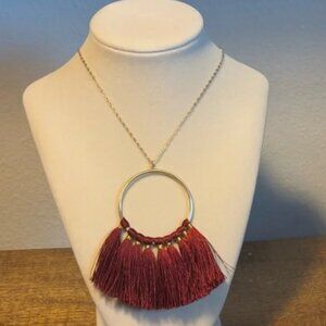 Red Tassel Pendant Necklace